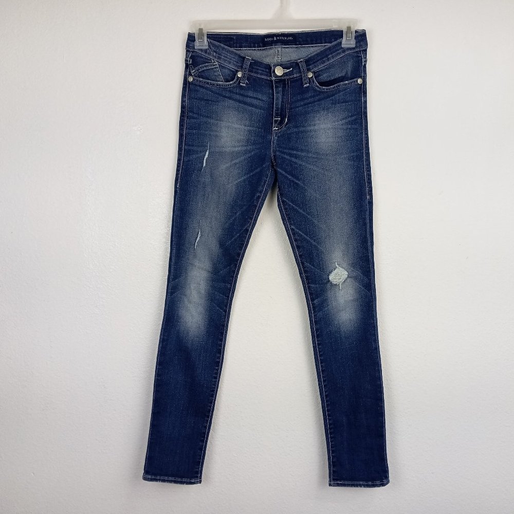 Rock & Republic Women's Berlin Straight Jeans Size 6 Angel Wings Distressed